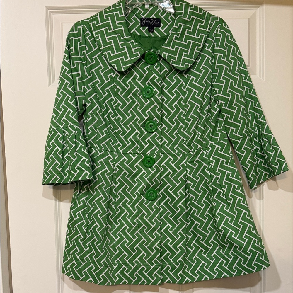 Stylish Green Patterned Light Weight Pant Coat